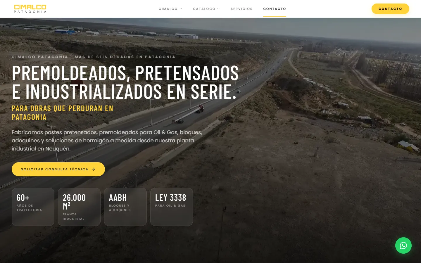 Página de inicio de Cimalco Patagonia